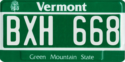 VT license plate BXH668