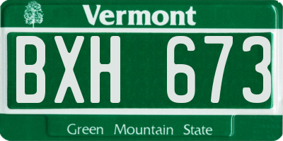 VT license plate BXH673