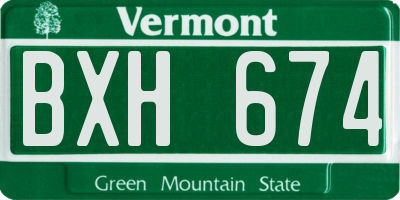 VT license plate BXH674