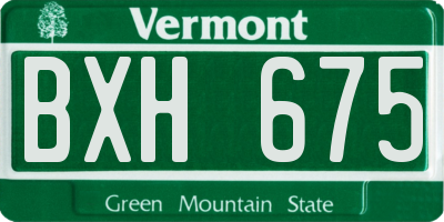 VT license plate BXH675
