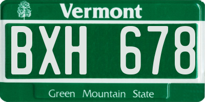 VT license plate BXH678