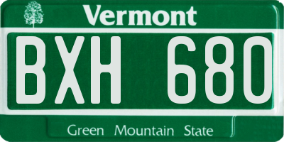 VT license plate BXH680