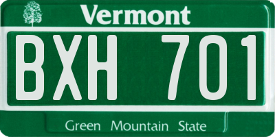 VT license plate BXH701