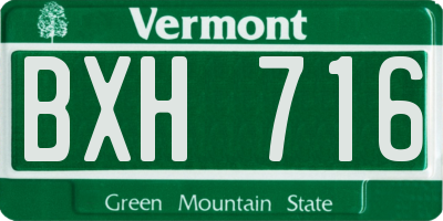 VT license plate BXH716