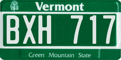 VT license plate BXH717