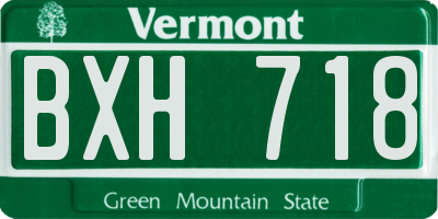 VT license plate BXH718