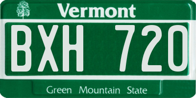 VT license plate BXH720