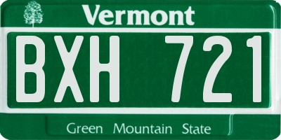 VT license plate BXH721