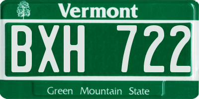 VT license plate BXH722