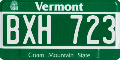 VT license plate BXH723