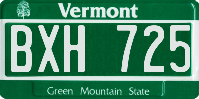 VT license plate BXH725