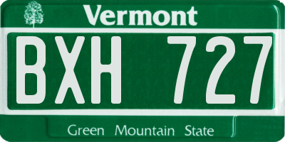 VT license plate BXH727