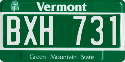 VT license plate BXH731