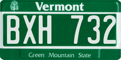 VT license plate BXH732