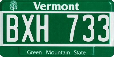 VT license plate BXH733