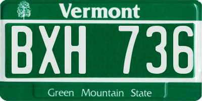 VT license plate BXH736
