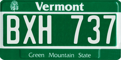 VT license plate BXH737