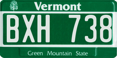 VT license plate BXH738