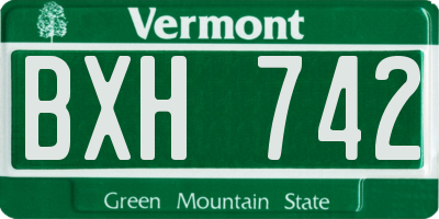 VT license plate BXH742