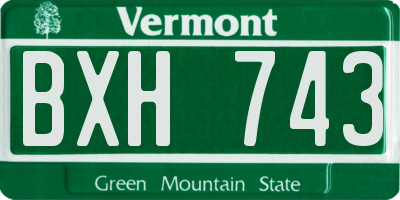 VT license plate BXH743