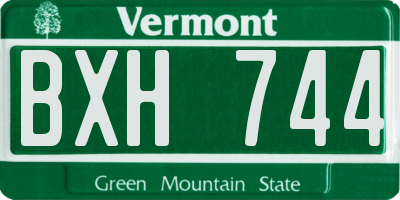 VT license plate BXH744