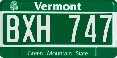 VT license plate BXH747