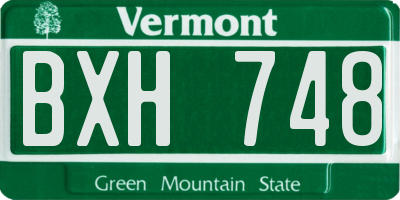 VT license plate BXH748