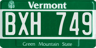 VT license plate BXH749