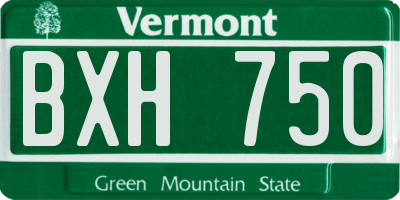 VT license plate BXH750