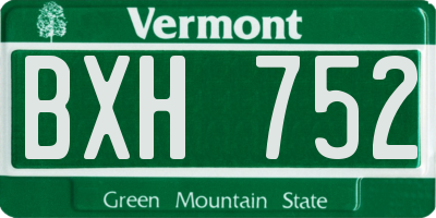 VT license plate BXH752