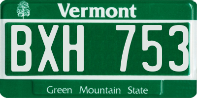 VT license plate BXH753