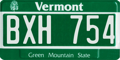 VT license plate BXH754