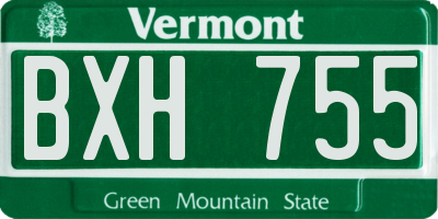 VT license plate BXH755
