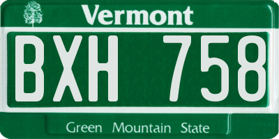 VT license plate BXH758