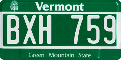 VT license plate BXH759