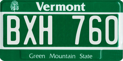 VT license plate BXH760
