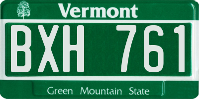 VT license plate BXH761
