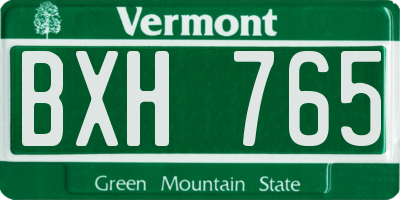 VT license plate BXH765