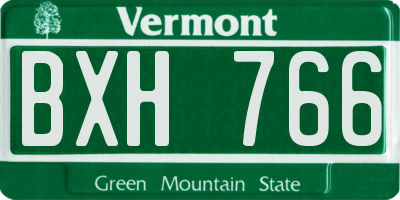 VT license plate BXH766