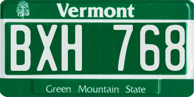 VT license plate BXH768
