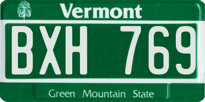 VT license plate BXH769