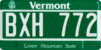 VT license plate BXH772