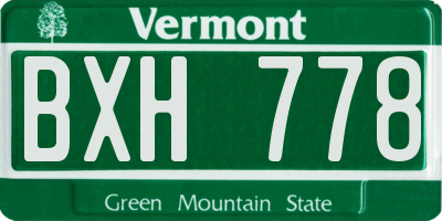 VT license plate BXH778