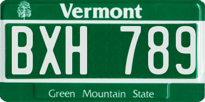 VT license plate BXH789