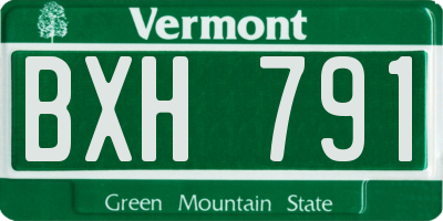 VT license plate BXH791