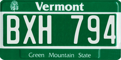 VT license plate BXH794
