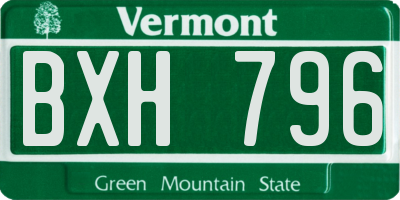 VT license plate BXH796