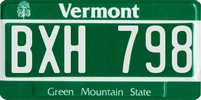 VT license plate BXH798