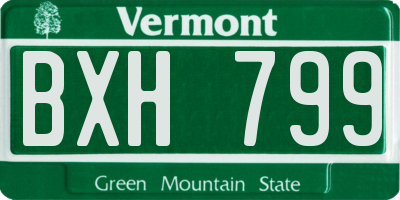 VT license plate BXH799