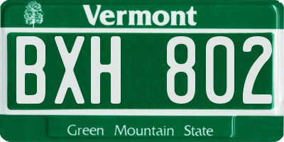 VT license plate BXH802